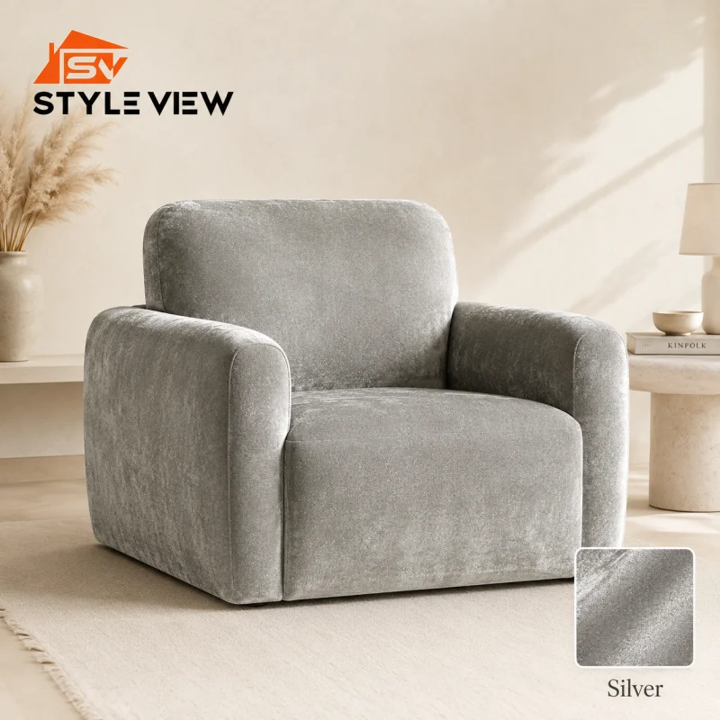 Korean Velvet Sofa Cover - Silver