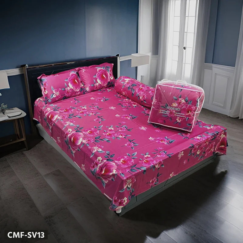 5Pcs Comforter Combo Set (Pink Dark)