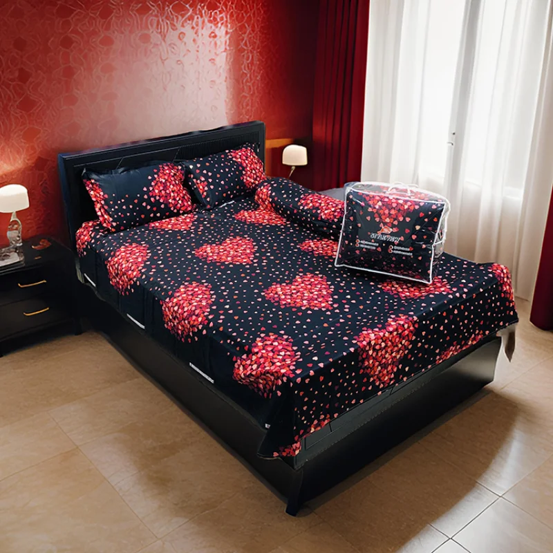 5Pcs Comforter Combo Set (Black Love)