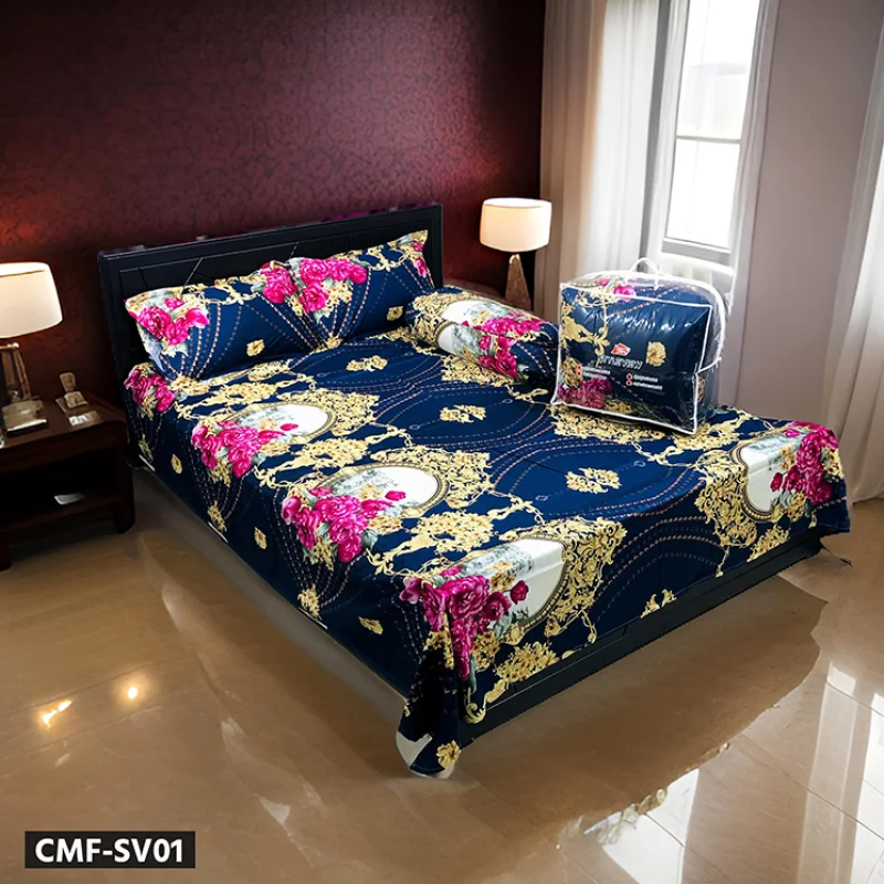 5Pcs Comforter Combo Set (Blue Light)