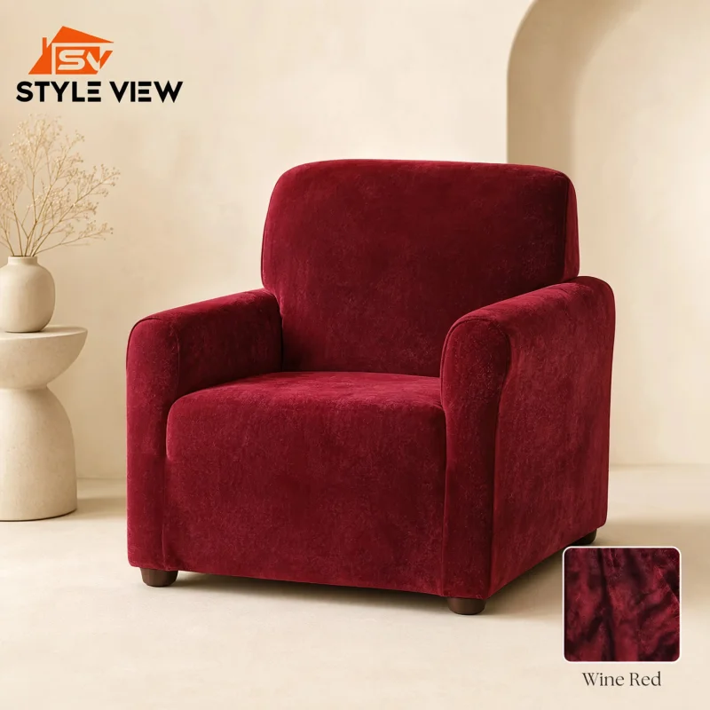 Korean Velvet Sofa Cover - Maroon