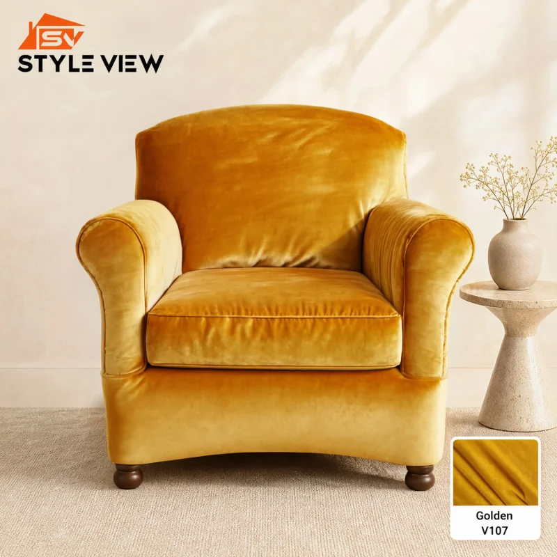 Korean Velvet Sofa Cover - Golden