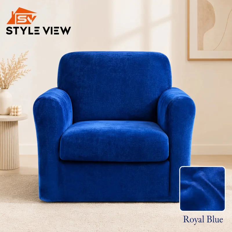 Korean Velvet Sofa Cover - Royal Blue