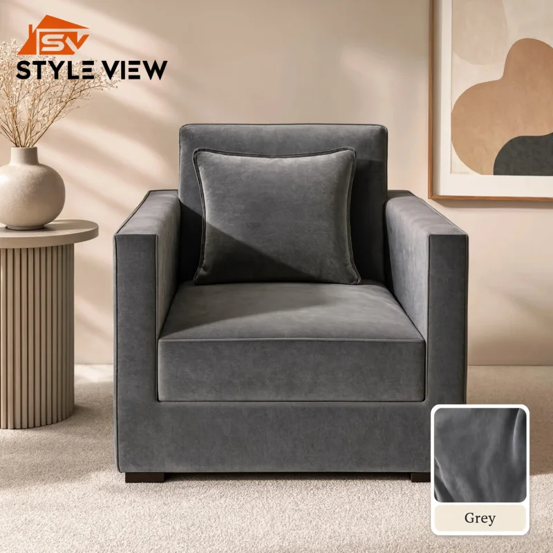 Korean Velvet Sofa Cover - Ash Gray