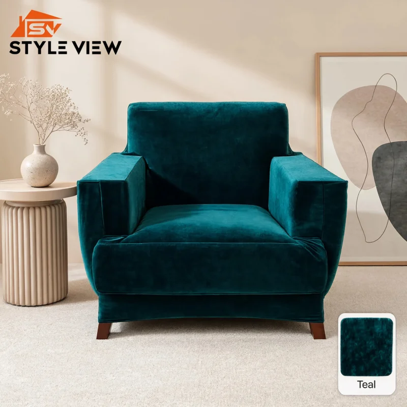 Korean Velvet Sofa Cover - C-Green