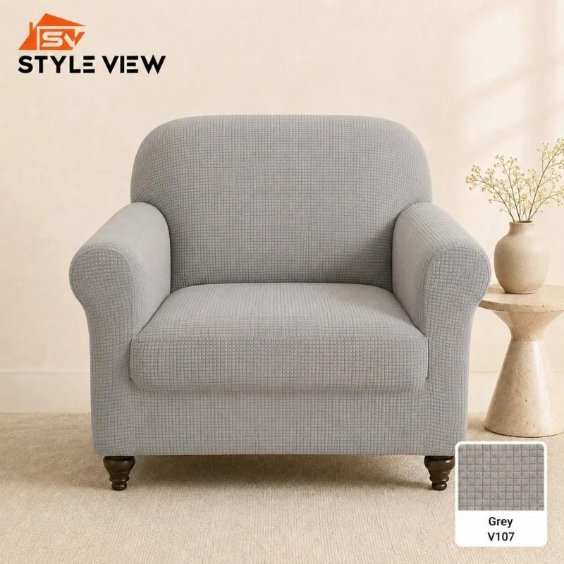 Honey Comb Sofa Cover - Silver Gray