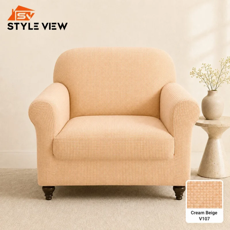 Honey Comb Sofa Cover - Cream