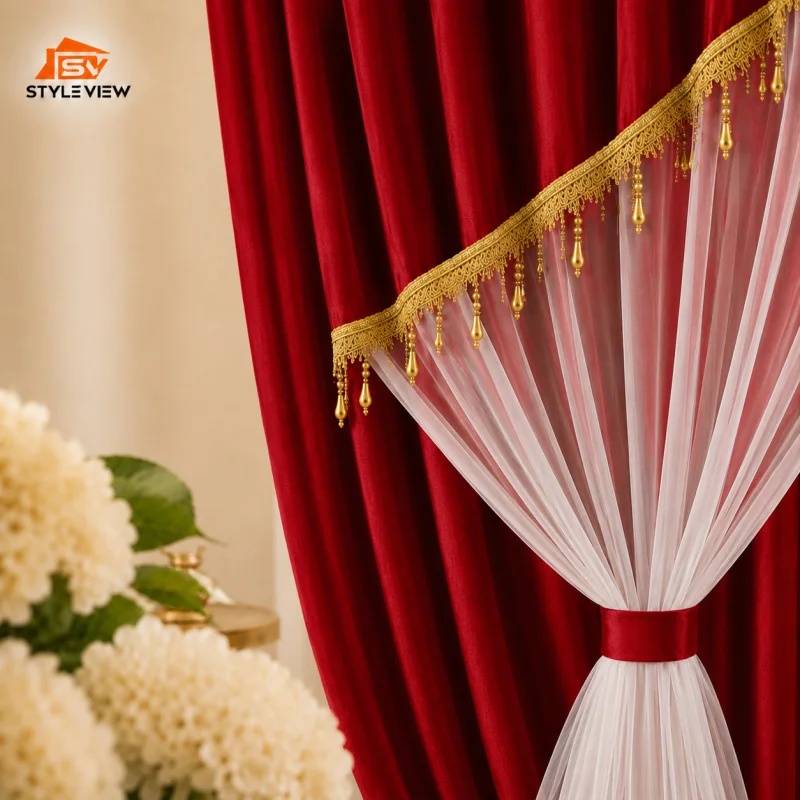 Premium Korean Velvet Curtain (Red)