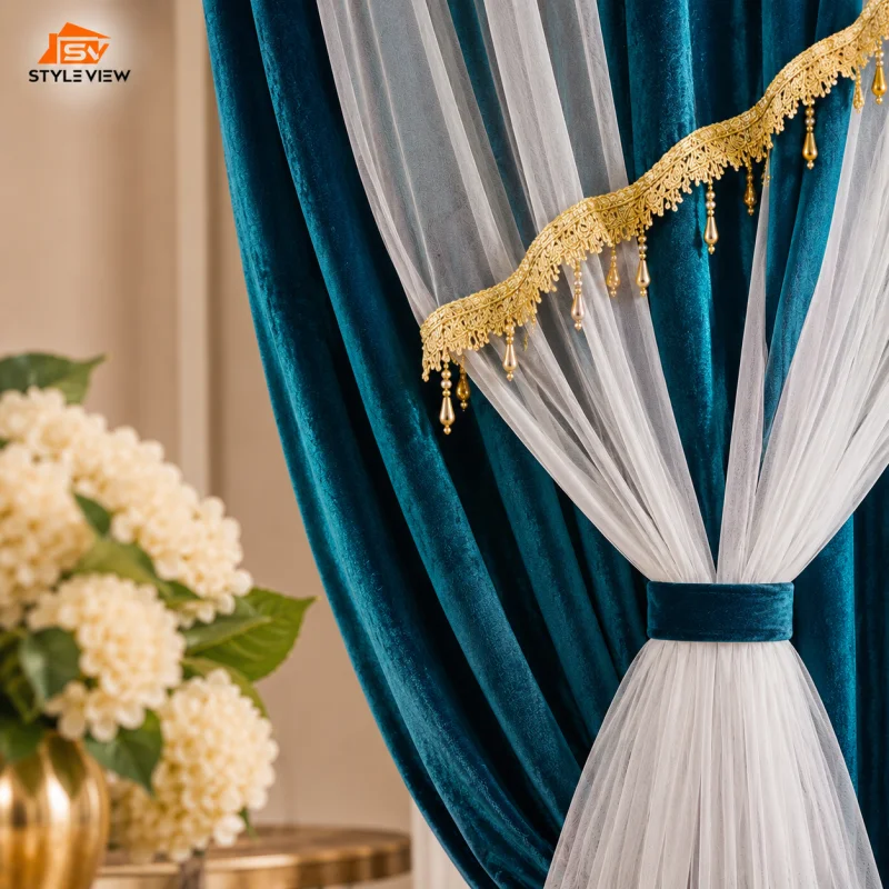 Premium Korean Velvet Curtain (sea Green)