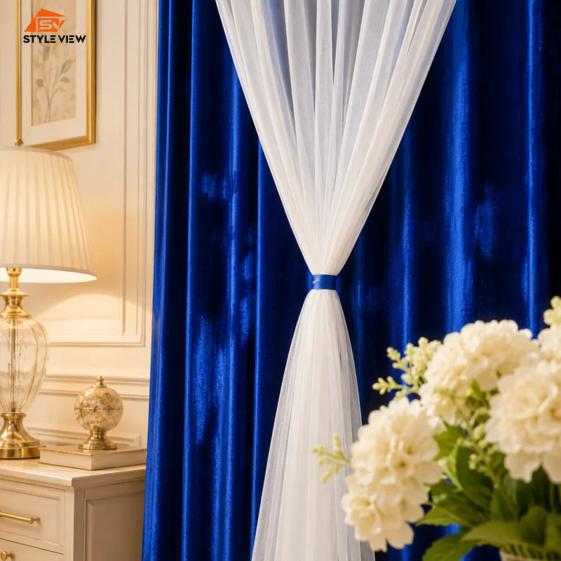 Premium Korean Velvet Curtain (Royal Blue)