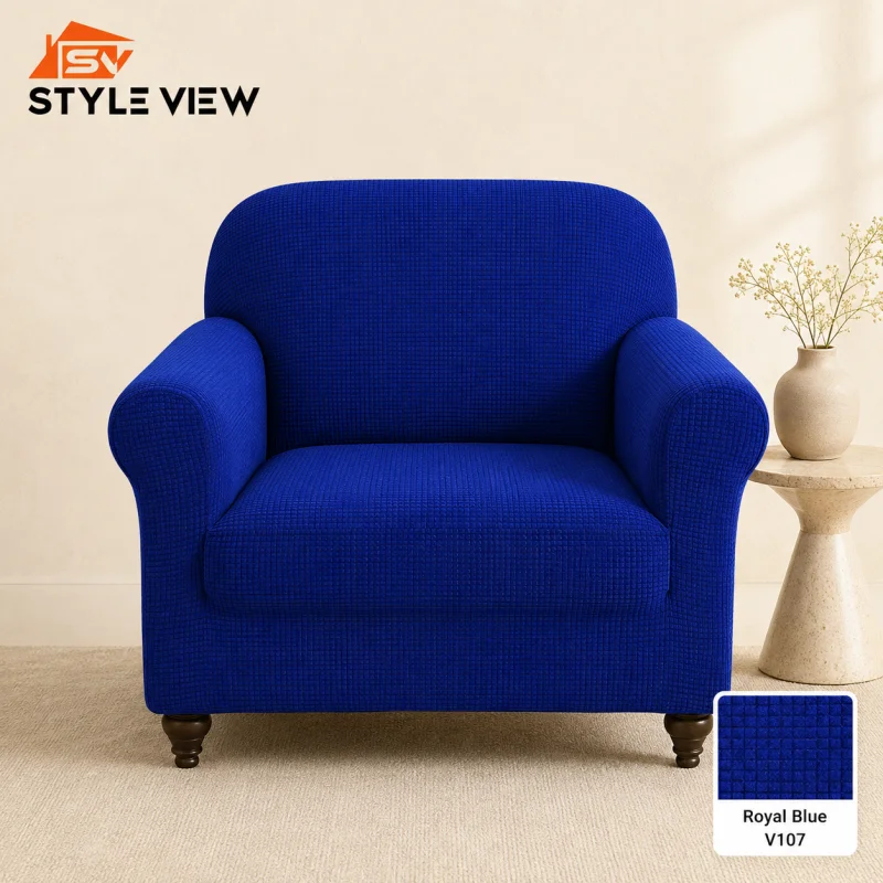 Honey Comb Sofa Cover - Royal Blue