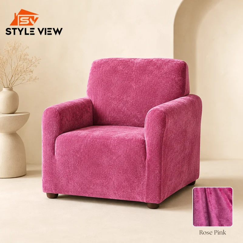 Korean Velvet Sofa Cover -Pink