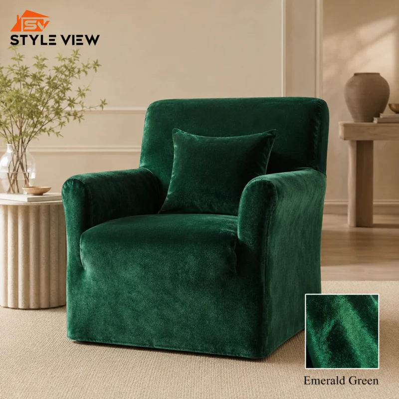 Korean Velvet Sofa Cover - Green